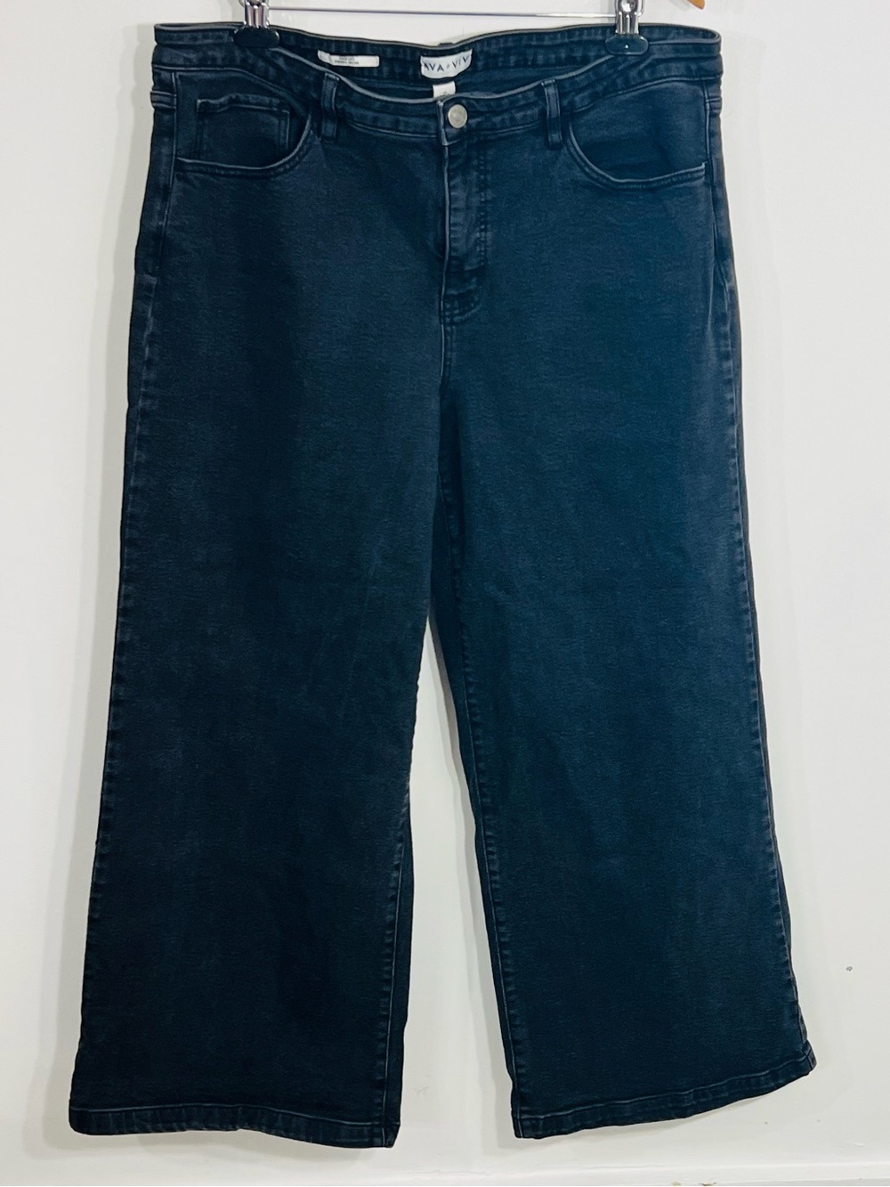 Ava & Viv Wide Leg Black Classic 5 Pocket Jeans High Rise Streetwear Size 18 - Picture 2 of 9